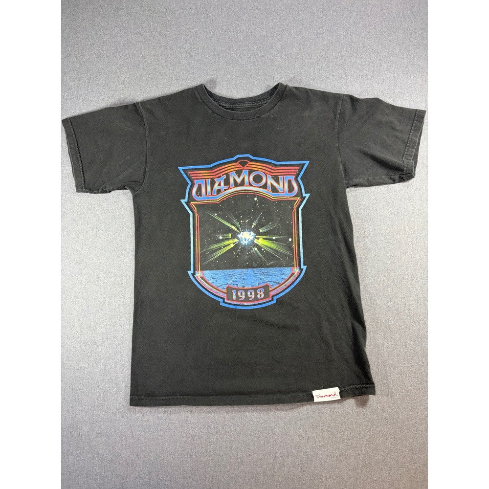 Diamond Supply Co Mens Black Graphic Tee Space Diamond 1998 Retro Shirt Small